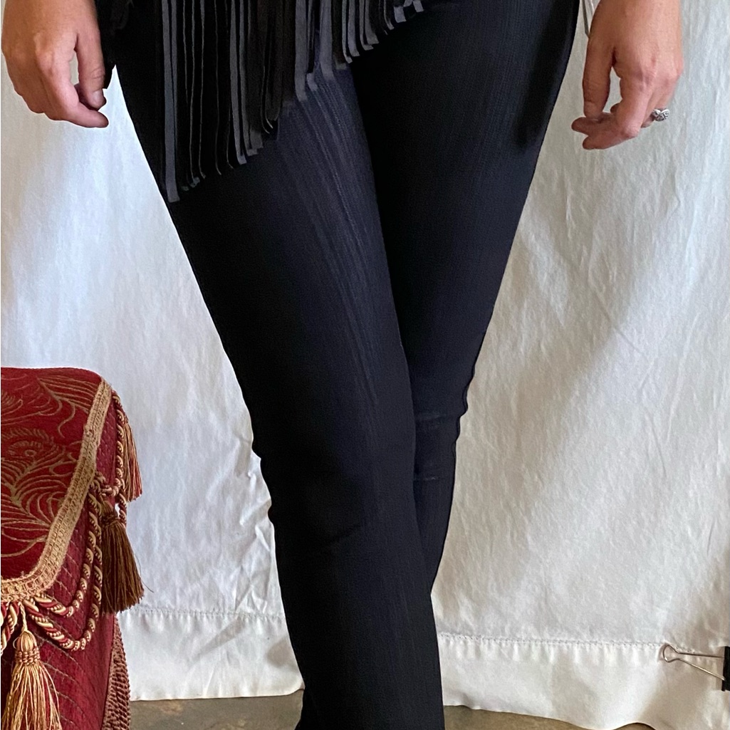 One Size Jeggings By Leggings Depot. Deep Black Full Length With Back Pockets